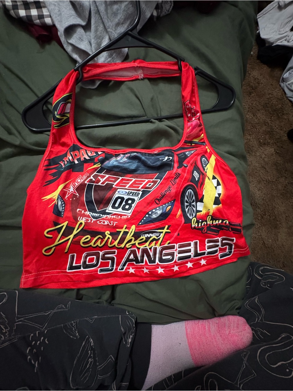 Los Angeles Heartbeat Red Girls' Racerback Crop Top